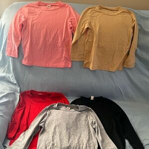 Kids Long Sleeve Shirt Set - Pink, Tan, Red, Gray, Black
